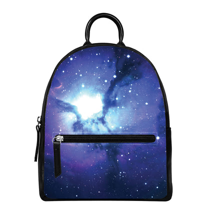 Nebula Space Print Leather Backpack