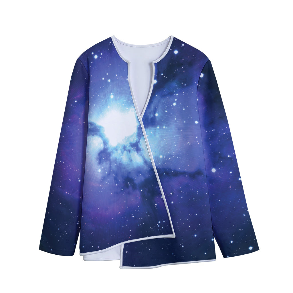 Nebula Space Print Long Sleeve Short Coat