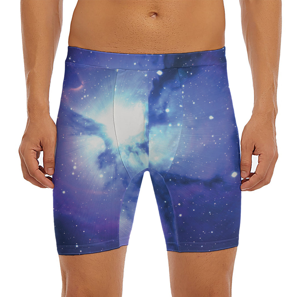 Nebula Space Print Men's Long Boxer Briefs