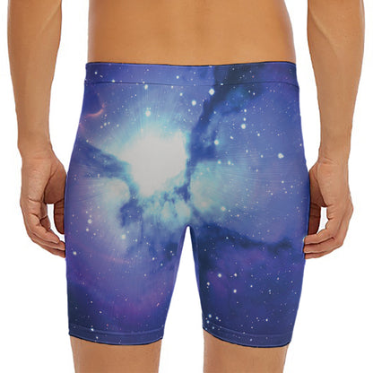 Nebula Space Print Men's Long Boxer Briefs