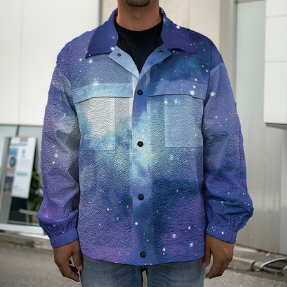 Nebula Space Print Men's Shirt Jacket