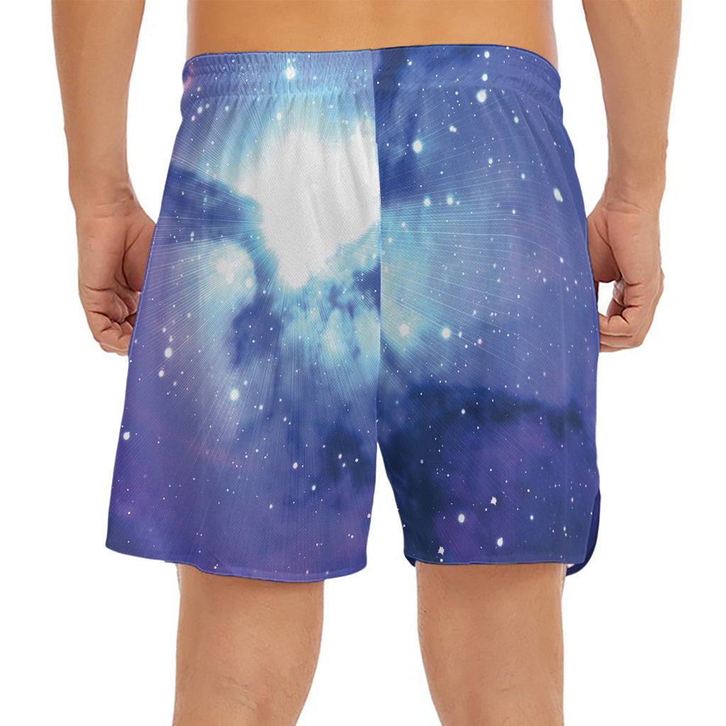 Nebula Space Print Men's Split Running Shorts