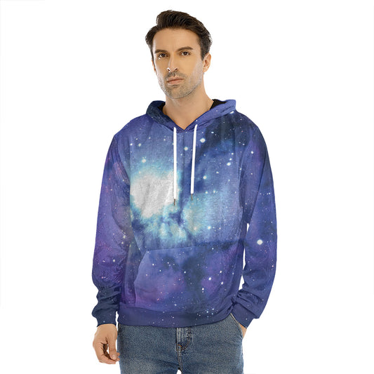 Nebula Space Print Men's Velvet Pullover Hoodie