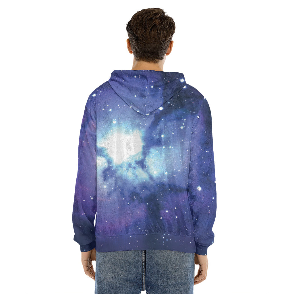 Nebula Space Print Men's Velvet Pullover Hoodie
