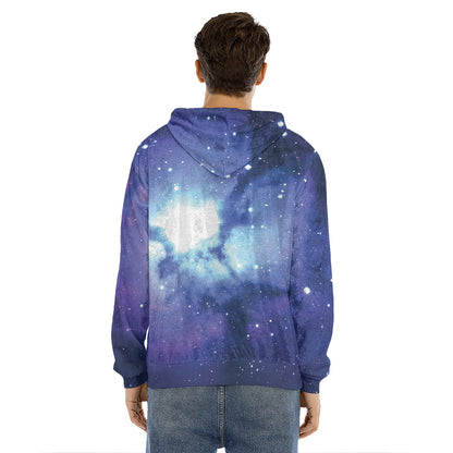 Nebula Space Print Men's Velvet Pullover Hoodie