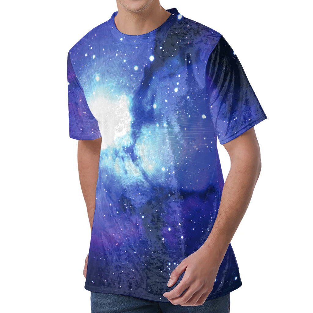 Nebula Space Print Men's Velvet T-Shirt