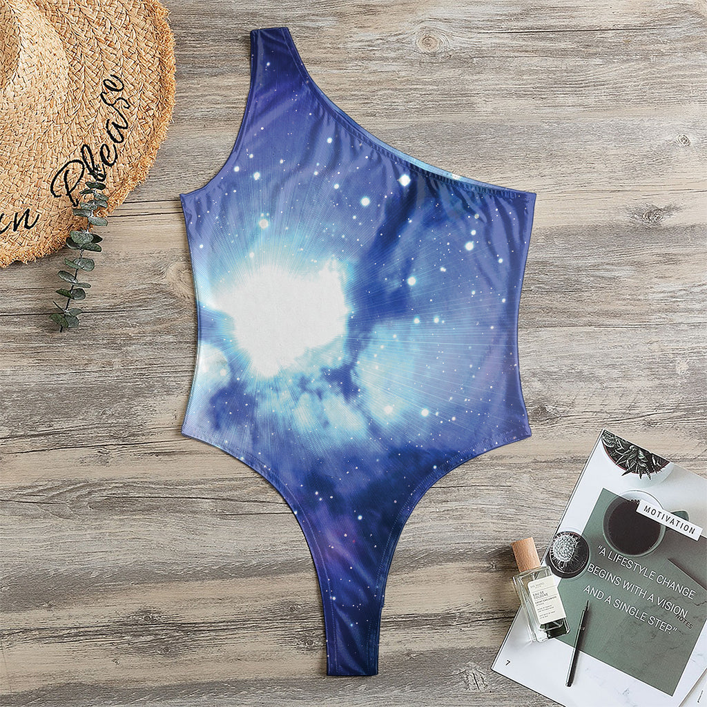 Nebula Space Print One Shoulder Bodysuit