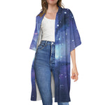 Nebula Space Print Open Front Beach Cover Up