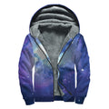 Nebula Space Print Sherpa Lined Zip Up Hoodie