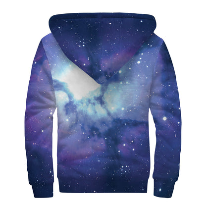 Nebula Space Print Sherpa Lined Zip Up Hoodie