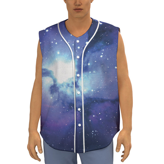 Nebula Space Print Sleeveless Baseball Jersey
