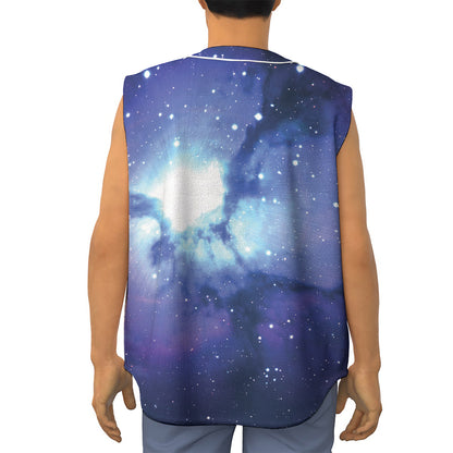Nebula Space Print Sleeveless Baseball Jersey