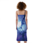 Nebula Space Print Slim Fit Midi Cami Dress