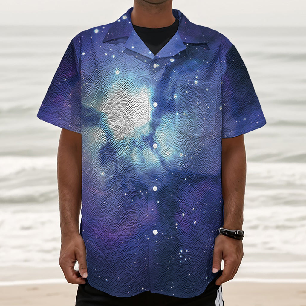 Nebula Space Print Textured Short Sleeve Shirt