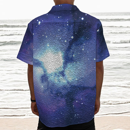 Nebula Space Print Textured Short Sleeve Shirt