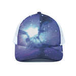 Nebula Space Print White Mesh Trucker Cap