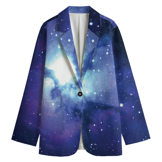 Nebula Space Print Women's Cotton Blazer