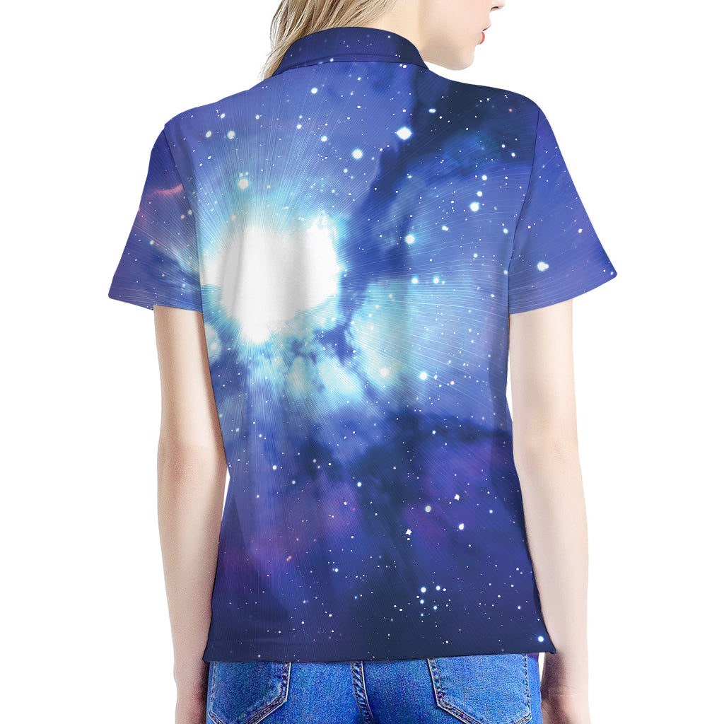 Nebula Space Print Women's Polo Shirt
