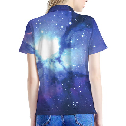 Nebula Space Print Women's Polo Shirt