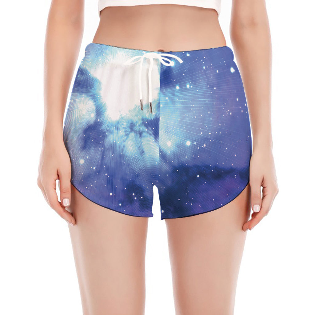 Nebula Space Print Women's Split Running Shorts