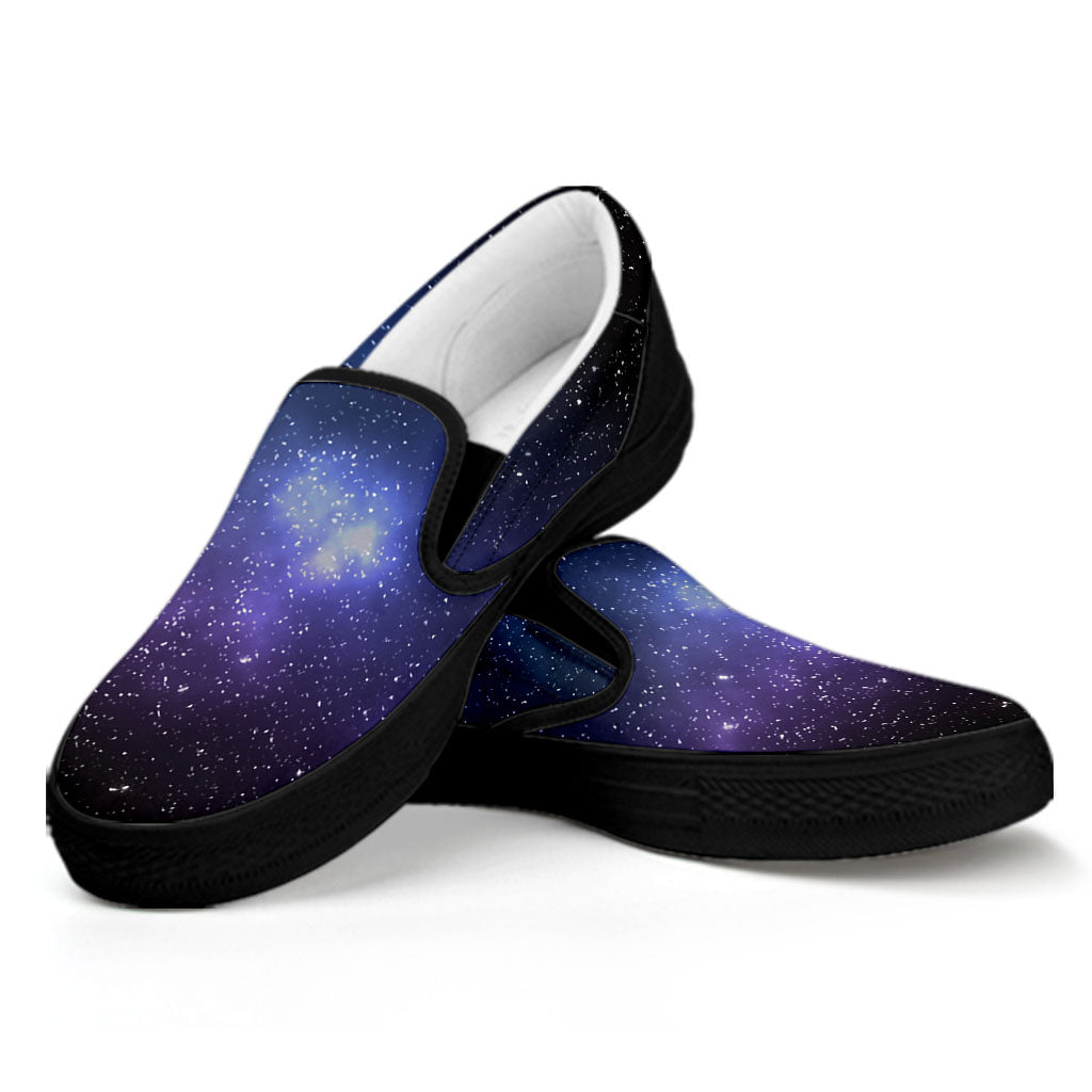 Nebula Universe Galaxy Deep Space Print Black Slip On Sneakers