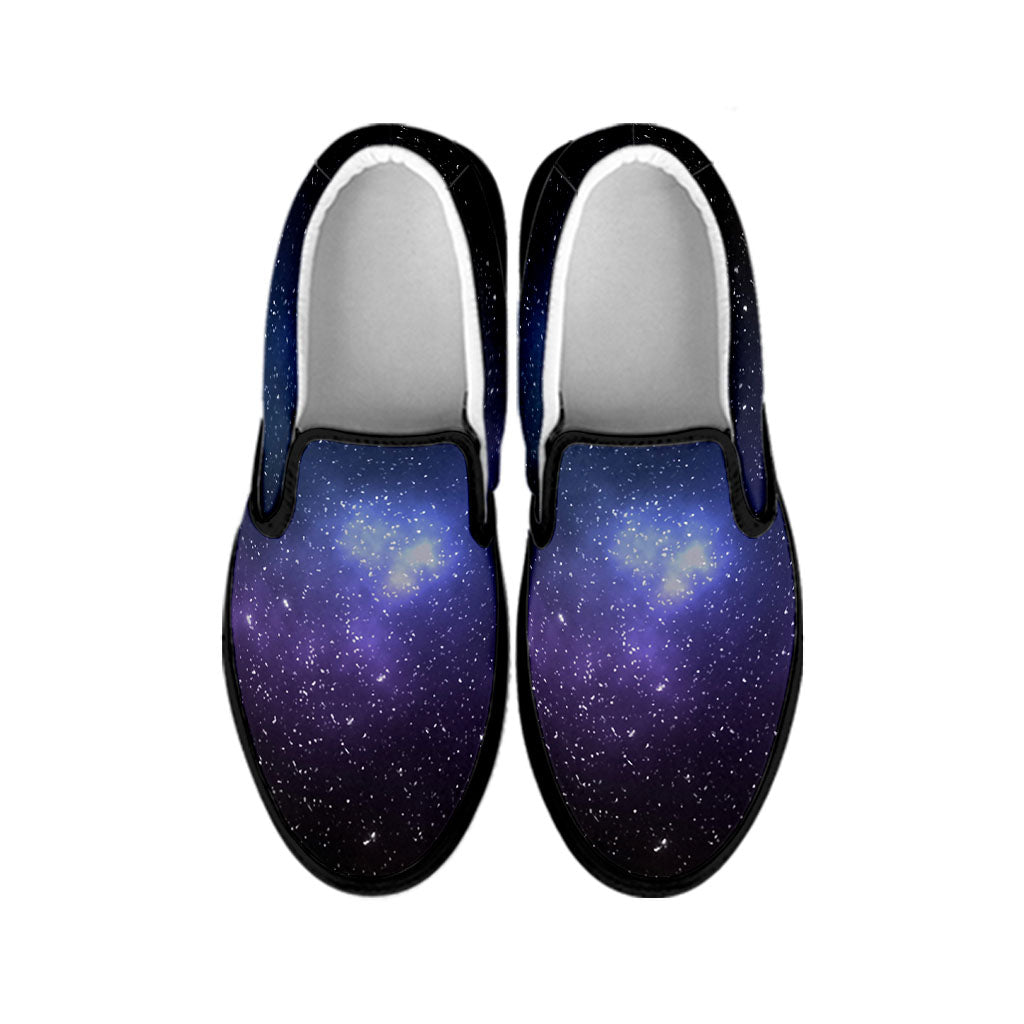 Nebula Universe Galaxy Deep Space Print Black Slip On Sneakers