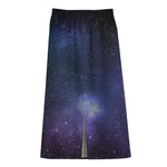 Nebula Universe Galaxy Deep Space Print Cotton Front Slit Maxi Skirt