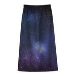 Nebula Universe Galaxy Deep Space Print Cotton Front Slit Maxi Skirt