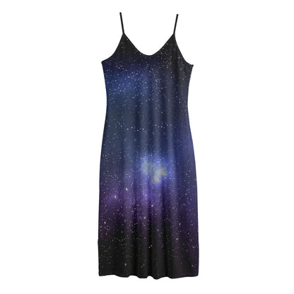Nebula Universe Galaxy Deep Space Print Jersey Midi Cami Dress