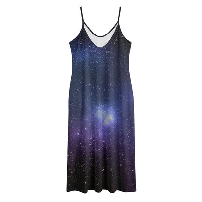 Nebula Universe Galaxy Deep Space Print Jersey Midi Cami Dress