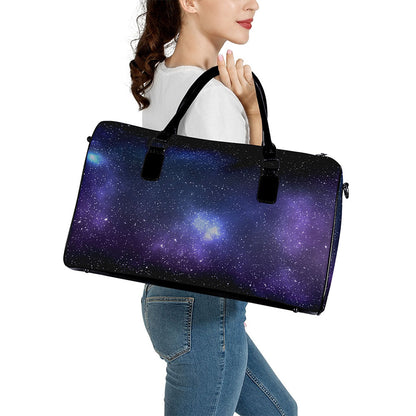 Nebula Universe Galaxy Deep Space Print Leather Duffle Bag