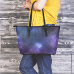 Nebula Universe Galaxy Deep Space Print Leather Tote Bag