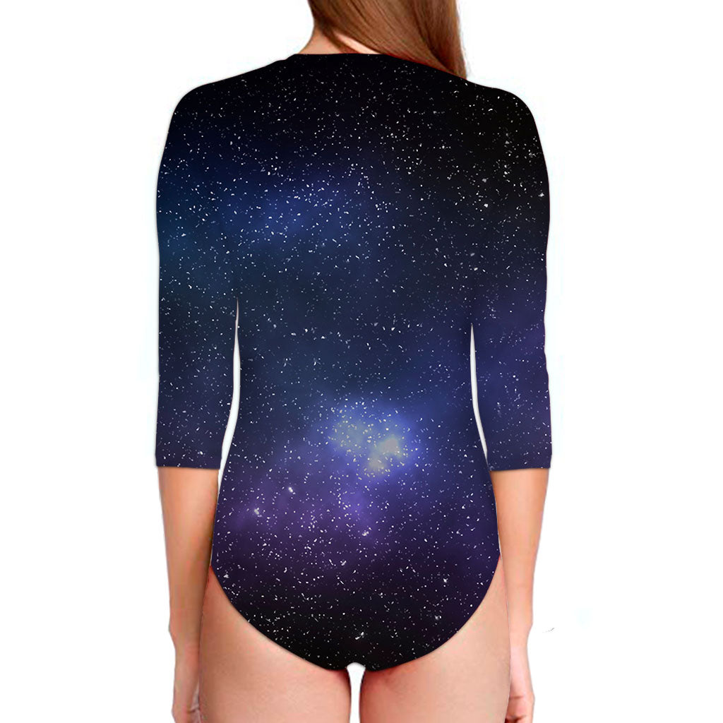 Nebula Universe Galaxy Deep Space Print Long Sleeve Swimsuit