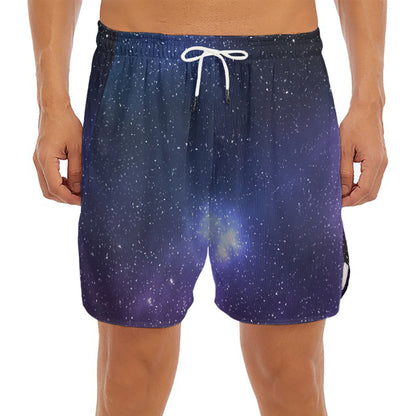 Nebula Universe Galaxy Deep Space Print Men's Split Running Shorts