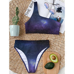 Nebula Universe Galaxy Deep Space Print One Shoulder Bikini Top
