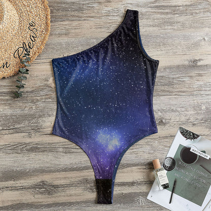 Nebula Universe Galaxy Deep Space Print One Shoulder Bodysuit