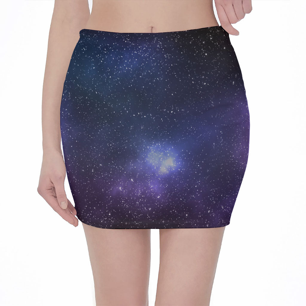 Nebula Universe Galaxy Deep Space Print Pencil Mini Skirt