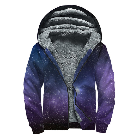 Nebula Universe Galaxy Deep Space Print Sherpa Lined Zip Up Hoodie