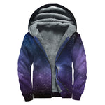 Nebula Universe Galaxy Deep Space Print Sherpa Lined Zip Up Hoodie
