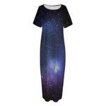 Nebula Universe Galaxy Deep Space Print Short Sleeve Long Nightdress