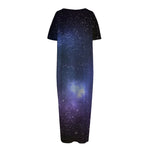 Nebula Universe Galaxy Deep Space Print Short Sleeve Long Nightdress