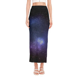 Nebula Universe Galaxy Deep Space Print Side Slit Maxi Skirt