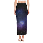 Nebula Universe Galaxy Deep Space Print Side Slit Maxi Skirt