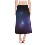 Nebula Universe Galaxy Deep Space Print Side Slit Midi Skirt