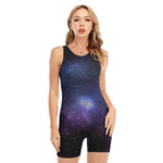 Nebula Universe Galaxy Deep Space Print Sleeveless One Piece Swimsuit