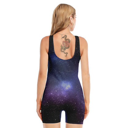 Nebula Universe Galaxy Deep Space Print Sleeveless One Piece Swimsuit
