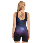 Nebula Universe Galaxy Deep Space Print Sleeveless One Piece Swimsuit