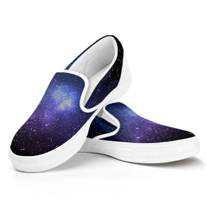 Nebula Universe Galaxy Deep Space Print White Slip On Sneakers