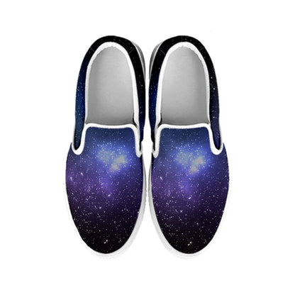 Nebula Universe Galaxy Deep Space Print White Slip On Sneakers