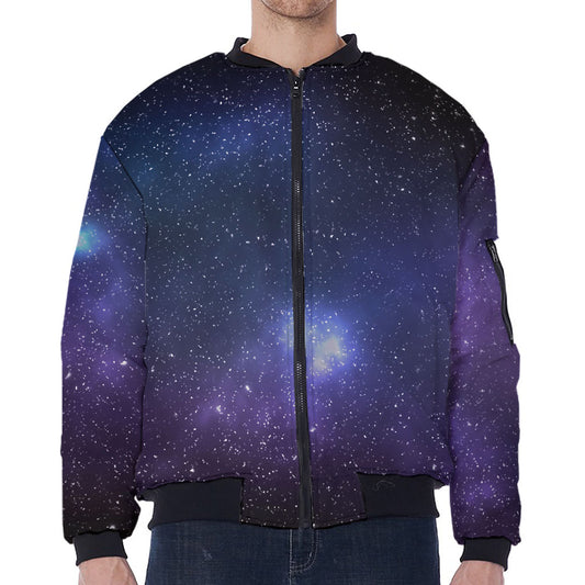 Nebula Universe Galaxy Deep Space Print Zip Sleeve Bomber Jacket